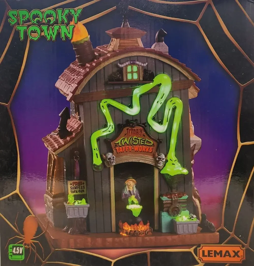 Lemax Spooky Town 2020 TERRIBLY TWISTED TAFFY WORKS #05607 NRFB Lit Halloween *